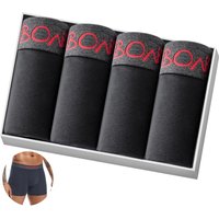 BONITOS 4Pcs Boxers Solid Color Sexy Men's Panties Cotton Men's Underpants S gray