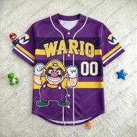 Men Women Super Mario Bros Yoshi Peach baseball Jersey Boy T-Shirt Men Women Short Sleeve M blue