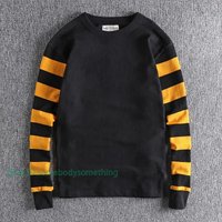 Retro Men's Striped Long Sleeve T-Shirt Casual Round Neck Motorcycle Top 5XL gray