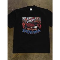 American Retro Trend T-Shirt Men's Women's Summer Punk Spider-Man Crossing The Universe Loose Oversized Hip Hop Cotton T-Shirt XXXL black