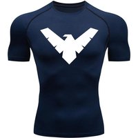 Summer Short Sleeve Compression Shirt Men Sports Top Running T Shirt Quick Dry Gym Workout M blue