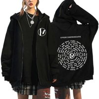 Rock Band Twenty One Pilots Vintage Zippered Hoodie Men Women Sweatshirt Casual Long Sleeve Streetwear Zipper M gray