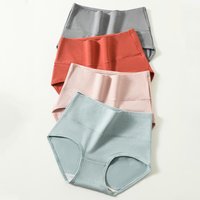 High Waist 4Pcs/Set Cotton Panties Women Underwear Briefs Female Lingerie Plus Size M-5XL XXL red
