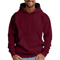 Men's Casual Loose Sweatshirt Solid Color Drawstring Large Pocket Hoodie Sports Sweatshirt M wine