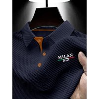Men's Summer Cooling Quick-Dry Breathable Polo Shirt, Business Casual Lapel Short-Sleeve T-Shirt Base Layer, Summer Fashion Polo Shirt XXL navy blue