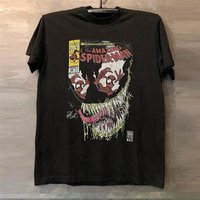 American Retro Trend T-Shirt Men's Women's Summer Punk Spider-Man Crossing The Universe Loose Oversized Hip Hop Cotton T-Shirt L gray