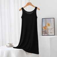 Plus Size Women's Summer Modal Camisole A-Line Sleep Dress - Thin, Long Vest Style XXL white