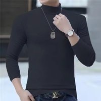 Autumn Winter Men's Mock Neck Long Sleeve Slim Fit Solid Color High Elastic Bottoming Pullover Basic Style Male Top XXL dark grey