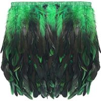 Womens Faux Feather Mini Skirt Elastic Mid Waist A-line Tutu Skirt for Mardi Gras Festivals Carnival Halloween Dance Party Supplies M green