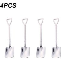 4pcs Coffee spoon set of cutlery made of stainless steel retro iron shovel spoon for ice cream cream scoop creative spoon teaspoon fashionable dishes 4pcs C white