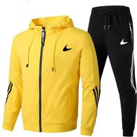 Women Fashion brand sportswear long sleeved sweater and jogging pants set 2 pieces,running spring 3XL yellow