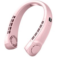 Gen 2 5 Speed Portable Neck Fan With Ice Ceramic USB Handheld Mute LED Digital Display Leafless Mini Electric Fan + Flashlight Standard pink