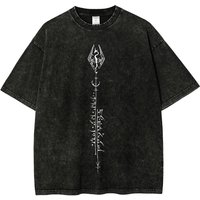 The Elder Scrolls Anime Lover Washed T-shirt Year round clothing high quality personality Clothes Plus Size Unisex New Model Couples tee XXXL black