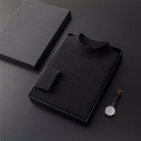 Autumn Half Turtleneck Bottoming Shirt Men's Sweater Men's Solid Color Long-Sleeved T-shirt 4XL black