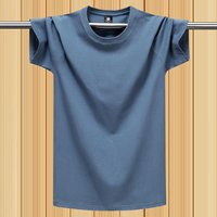 100% Cotton Summer T-Shirt for Men – Loose Fit, Breathable Solid Color Tee for Outdoor Sports and Fitness Exercise 5XL dark blue