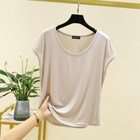 Women's Modal Sleeveless Thin Base Layer T-Shirt - Round Neck, Loose Fit, Plus Size, Solid Color, Slimming Top for Spring/Summer XXL silver gray