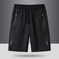 Men's Solid-color Quick-drying Shorts, Casual Slightly Elastic Drawstring Shorts, Suitable for Summer 4XL black