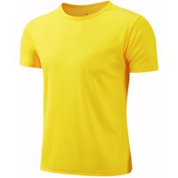 Kids Boys Quick Dry Sport Tops Short Sleeve Round Neck Solid Color Breathable T-shirt for Fitness Running 14-16 Years yellow