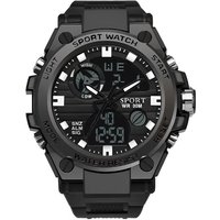 New Sport Relogio Men's Watch Waterproof Military Men's Watches Multifunctional With Dual Display Luminous black gray