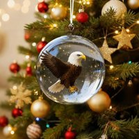 Natures Birds Crystal Glass Christmas Tree Ornament Set With Plastic Material For Holiday Decor Eagle black