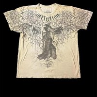 90s affliction Hip Hop Skull Graphic t shirts Men Streetwear Goth Tops Men Clothes Casual Gothic Oversized Long Sleeve T shirt S gray