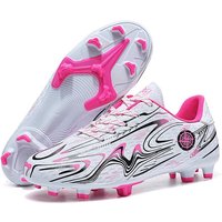 31-44 High Quality Shock Absorption Anti-skid and Wear-resistant Long Spike Outdoor Sports Training Football Shoes 39 pink/black