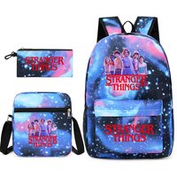 Stranger Things Student backpack+lunch bag+pencil case three piece set KTB 45*13*32cm blue