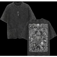 Anime Attack On Titan Levi Ackerman Printed Tee Men Women Washed Cotton T-shirts Short Sleeve Vintage T Shirt Harajuku Tshirt L black