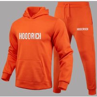 HOODRICH Letter Printed Hooded Sweatshirt Set, Casual Sports Set Manufacturer L orange