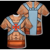 Anime Character He-Man Cosplay 3D Print T-shirt Street Trend Cartoon Tshirt Summer Men/Women Harajuku Short Sleeve Y2k Tops XXS gray