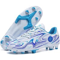 31-44 High Quality Shock Absorption Anti-skid and Wear-resistant Long Spike Outdoor Sports Training Football Shoes 39 light blue/white