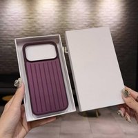 Luxury Luggage Aluminum Alloy Metal Phone Case for IPhone 18 Pro Max 17 16 15 14 3D Corrugated Stripe Back Silicone Bumper Cover with Gift Box iphone 18 Pro Max purple