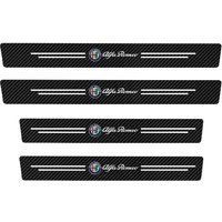 4pcs Car Door Threshold Scuff Plate Carbon Fiber Sill Protector Stickers For Alfa Romeo Giulia Giulietta 159 156 MITO Stelvio SY6 black