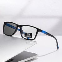 New Trend TR90 Photochromic Reading Glasses 3 in 1 Outdoor Bifocal Sunglasses Sports Anti Blue Near Far Sight Eyeglasses Diopter +3.5 blue