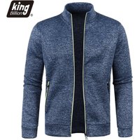 Autumn Winter Men's Zipper Knit Long Sleeves Thin Cashmere Fashion Top Sweater Coat S Dark blue