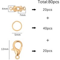 Joom 80pcsBag Lobster Clasp Jump Rings Connector Clasp Crimp End For Bracelet Necklace Chains DIY Jewelry Making Supplies golden