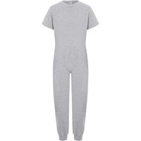 Unisex Kids Special Needs Adaptive Clothing Short Sleeve Back Invisible Zipper Solid Color Full Body Jumpsuit 13-14 Years grey