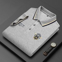New Embroidered Men Polo Shirt Cotton Breathable Business Casual Loose Fit Short Sleeve Top XXXXL gray