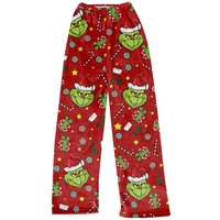 Women's Casual Loose Fit Christmas Print Pants M Vermilion