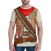 Men's Western Cowboy T-Shirts 3d Print Short Sleeve Graphic Funny Tshirt Casual Oversized Tee Tops Streetwear Mens Clothes 5XL brown