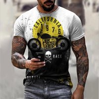 2022 Summer Vintage Men's T Shirt 3d Retro Motorcycle Oversized Tshirts For Men Clothing Biker Racing T-shirts Motor Tees Tops XL white