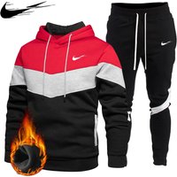 Army Green Autumn Winter Hooded Pullover Sweatshirt Pants Set Men's Sportswear Sports 2-piece Set Men's Jogging Sweatshirt Set XL red