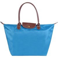 New Nylon Beach Tote Bag Fashion Womens Handbag Tote Oxford Shoulder Bags Female Waterproof Dumplings Folding Shopping Bag 2024 M lake blue