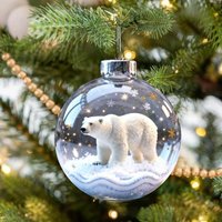 Natures Birds Crystal Glass Christmas Tree Ornament Set With Plastic Material For Holiday Decor Polar Bear gray