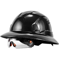 LOEBUCK New carbon fiber full-brim safety helmet with CE goggles anti-collision construction site hard hat GM850 antique black