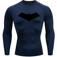 Autumn Bat Print Men's Compression T-Shirt Quick Dry Gym Workout Top Fitness Rashguard for Running Long Sleeve Sport Workout XXL black