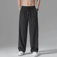 Men's Summer Loose-Fit Wide-Leg Ice Silk Pants 4XL black