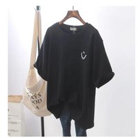 Plus size Fat Girl T-shirt Women Slimming High Sense Tee Belly Covering Oversize O-neck Short Sleeve Top L white