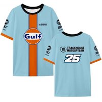 2025 New Trackhouse Racing Team Gulf Oil Motorcycle Racing Suit Quick Drying Short Sleeved T-shirt Men's 3D Printing XL white