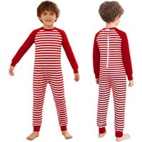 Adaptive Clothing for Special Needs Kids Boys Girls, Anti-Strip Back Zipper Full Length Jumpsuit, Round Neck Long Sleeve 9-10 Years red